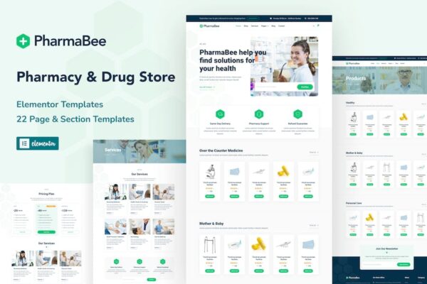 PharmaBee – Pharmacy & Drug Store Website Elementor Template Kit